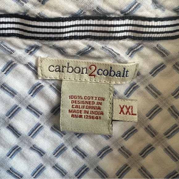 Carbon2Cobalt White & Blue Print Convergence Button Up Shirt Men’s Size XXL - Picture 4 of 5